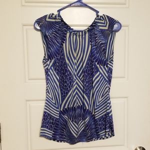 Blue and white silky top